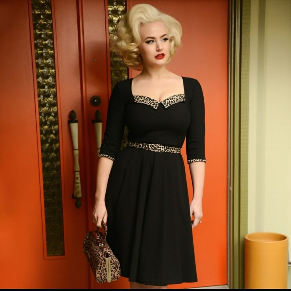 Glamour Bunny Leopard and Black Swing Dress